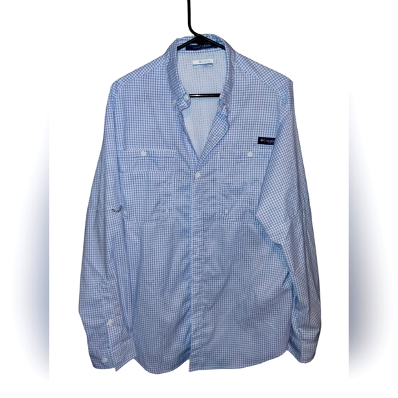 Columbia Super Tamiami PFG Men's Blue Checkered Shirt - Picture 1 of 9